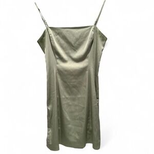 Aritzia Sunday Best Green Shimmer Satin Mini Dress Sz 4